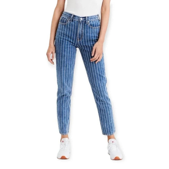 American  Eagle Striped Mom Jean 0R - Picture 1 of 12